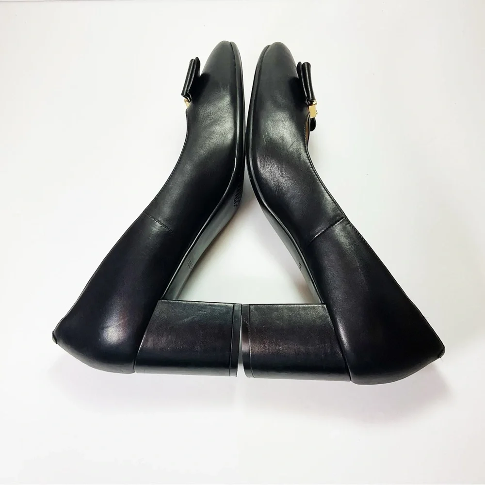 Cole Haan Tali Bow Leather Block-Heel Pumps - Picture 8 of 10